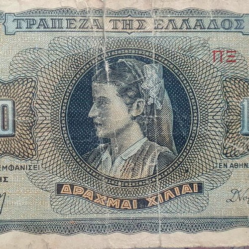 Paper money 1000 drachmas 1942 used, collectible Greece