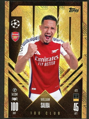 Κάρτα William Saliba 100 Club Topps Match Attax 2024-25 σαν καινούργιο