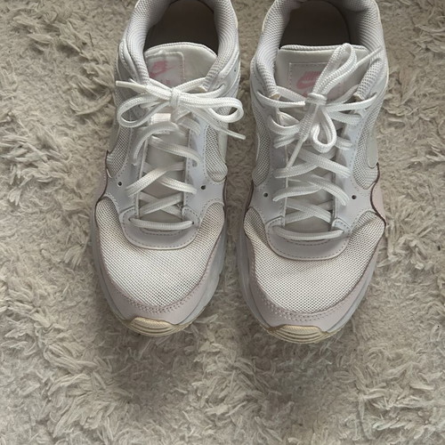 Nike Air sports shoes used, white with pink details