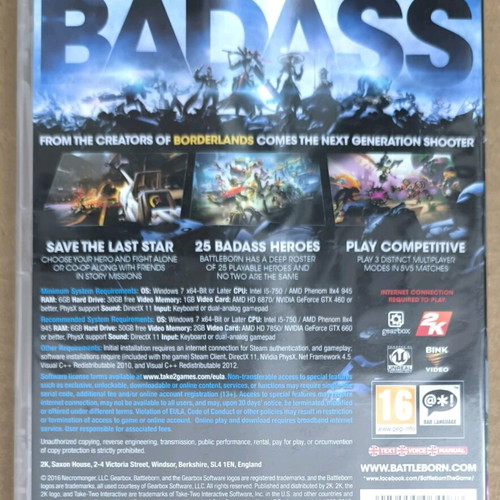 Battleborn PC DVD-ROM like new, 2K Games