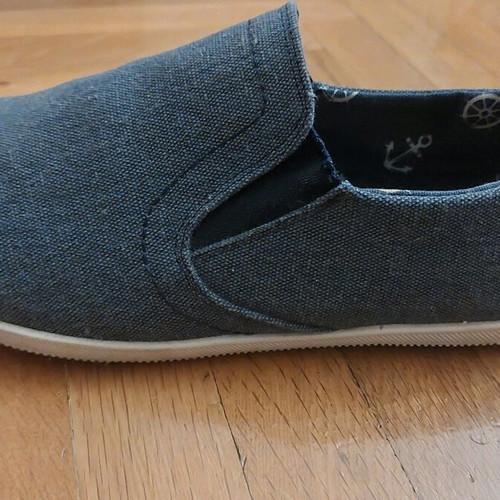 Men's slip-on summer shoes like new, sea blue with nautical patterns