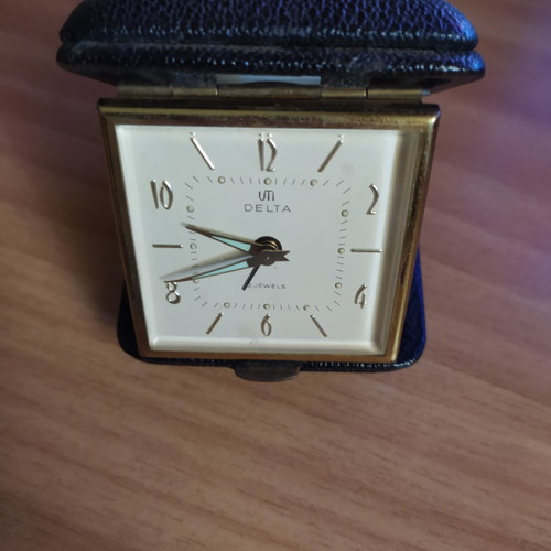 Travel clock used from the 70s analog tabletop
