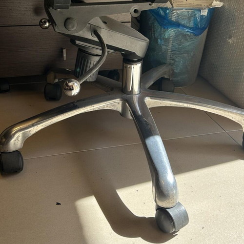 Neoset executive office chair used with ribbed black leather and chrome frame