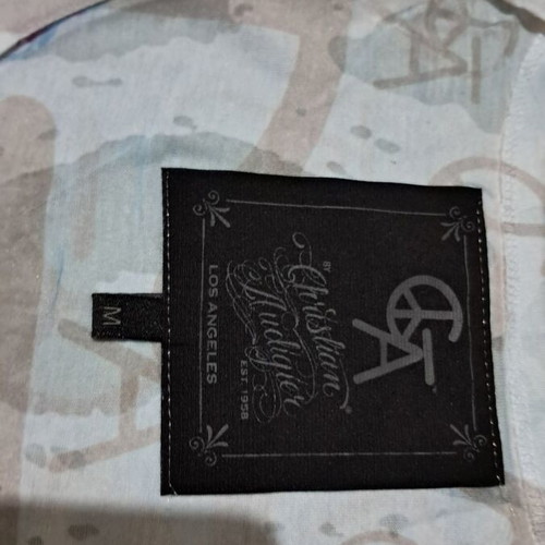 Christian Audigier Tshirt M light blue with crystals like new