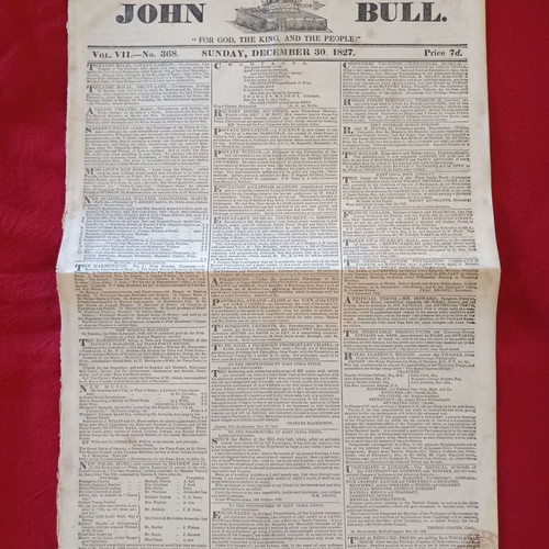 John Bull English Newspaper 1827 like new with Battle of Navarino