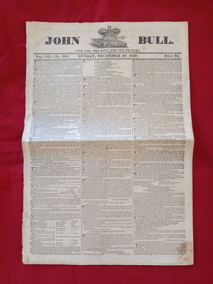 John Bull English Newspaper 1827 like new with Battle of Navarino