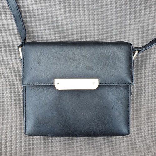 & Other Stories black genuine leather crossbody bag with gold hardware