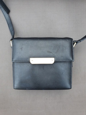 & Other Stories black genuine leather crossbody bag with gold hardware