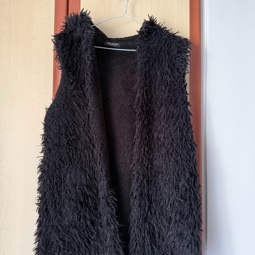 NIKOS ANTIPAS fur vest used, black, size Small