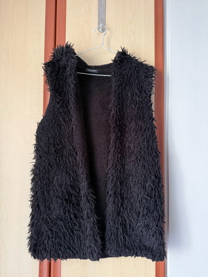 NIKOS ANTIPAS fur vest used, black, size Small