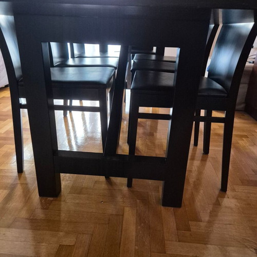Neo Katoikein Monastic Dining Table with Chairs used, dark solid wood, 8 seats