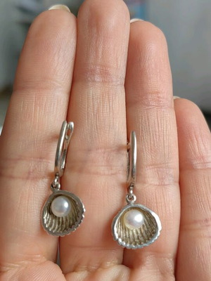 Silver earrings new, gray