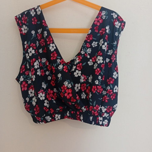 Defox women's summer blouse new, blue and red, size L