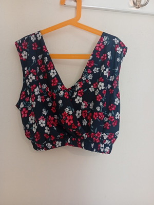 Defox women's summer blouse new, blue and red, size L
