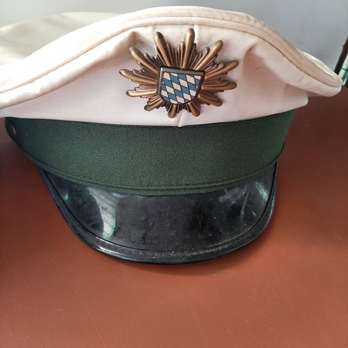 German police hats used, 1970s set with Polizei badge