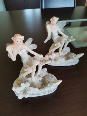 Fairy figurines used, set of 2, ceramic