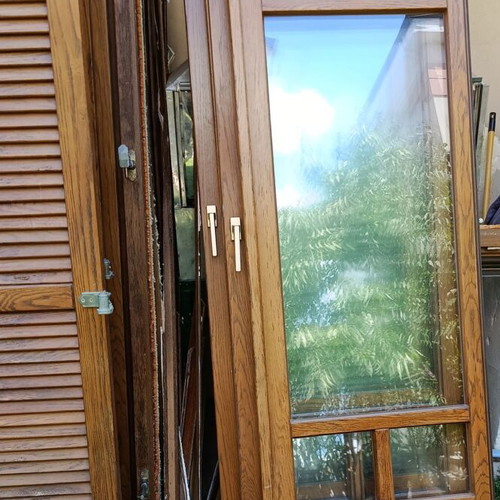 Wooden window and door frames used, set of 6, oak, tilt-and-turn