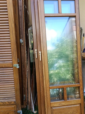 Wooden window and door frames used, set of 6, oak, tilt-and-turn