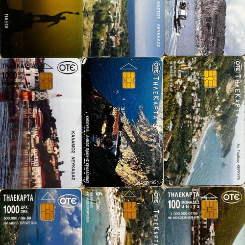 Phone cards with Ionian Sea theme like new, set of 9