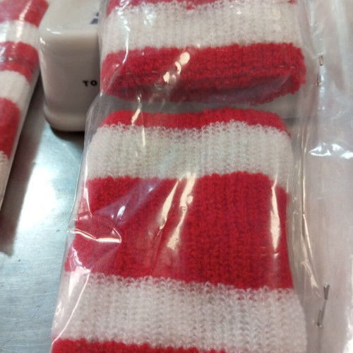 Sports Wristbands Set of 2 Red and White Stripes, New