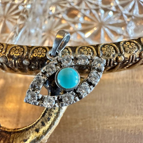 Silver pendant with zircon and topaz 925 like new from Kalamata
