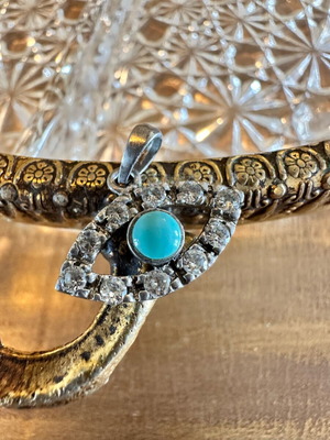 Silver pendant with zircon and topaz 925 like new from Kalamata