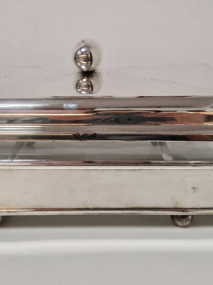 Vintage silver-plated tray with Pyrex used, with base and lid