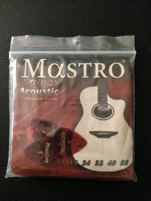 Mastro χορδές κιθάρας phosphorus bronze medium με 3 πένες πακέτο καινούργιο