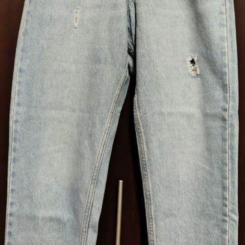 Women's high-waist jeans size 28 like new, turquoise with fabric details