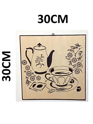 Handmade Wooden Frame Tea Pot Painting 30x30cm