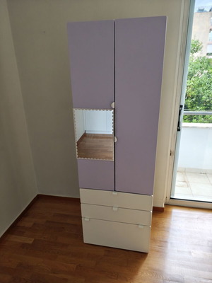 Ντουλάπα παιδική/νεανική IKEA σειράς STUVA/SMÅSTAD σαν καινούργια, μωβ με καθρέφτη και συρτάρια