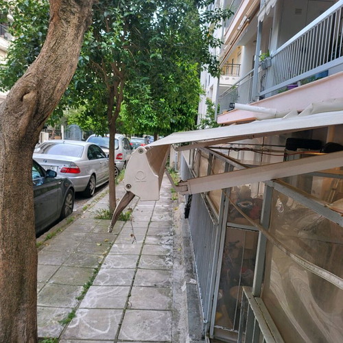 Tenda shading awning like new, white fabric with patterns, 6.41x1.90