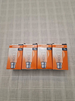 Osram Classic A 75W incandescent bulbs new, pack of 4