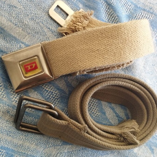Two adjustable fabric belts, Diesel beige and khaki