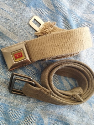 Two adjustable fabric belts, Diesel beige and khaki