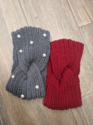 Hair ribbons new, set of two, gray and beige