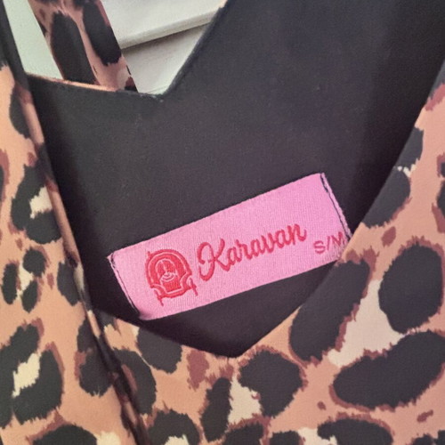 Karavan short leopard print dress with belt, size S/M