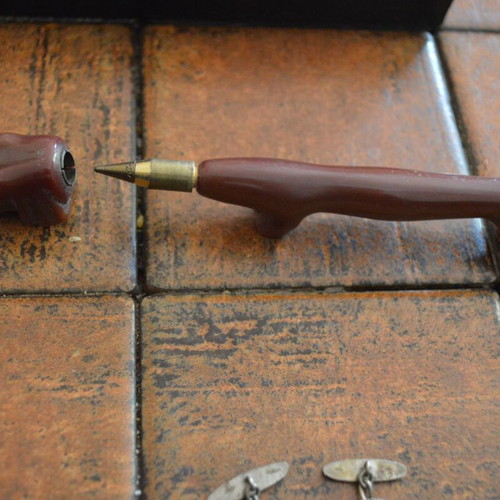 Dachshund shaped pen 1950s, 16 cm, used, sausage dog design