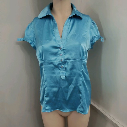 Turquoise satin blouse size L like new