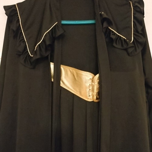 Women's black jersey set with gold belt and jacket used