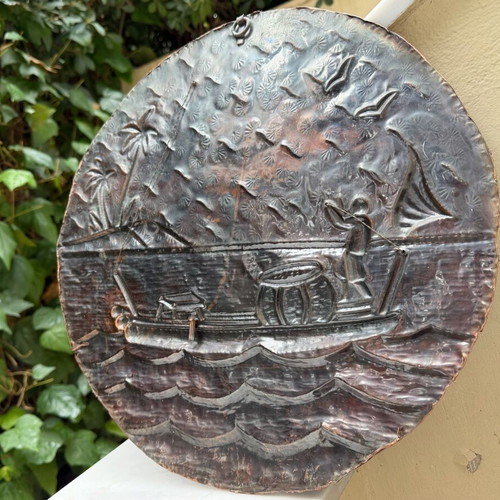 Copper decorative relief used with sea scene