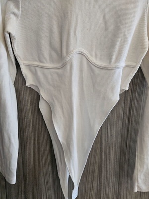Cut Out Bodysuit like new, elastic cotton rib, white, one size