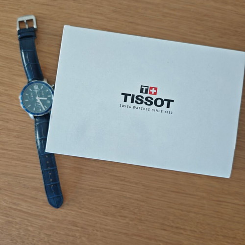 Tissot Quickster Chronograph men's watch, blue dial, leather strap