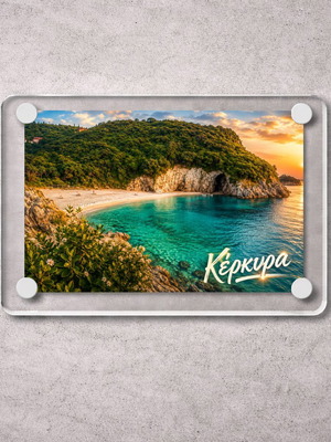 Acrylic fridge magnet 6x9cm, Corfu, Greek Summer collection