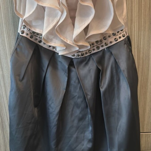 Lipsy London Strapless Dress Like New, Grey and Beige, Size S