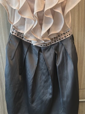 Lipsy London Strapless Dress Like New, Grey and Beige, Size S