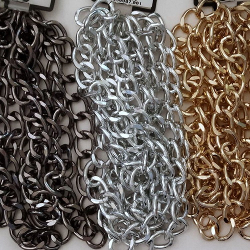 Chains for handmade knitted bags, new, 6 meters total, black silver gold