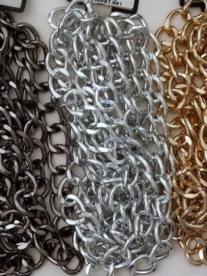 Chains for handmade knitted bags, new, 6 meters total, black silver gold
