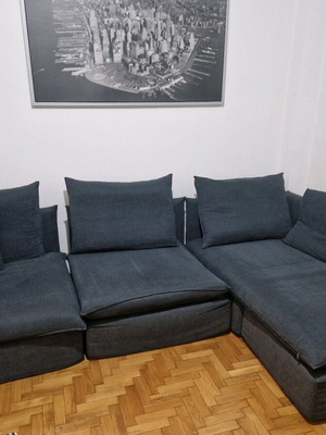 Corner sofa used dark blue 1.60x2.75x0.90 m