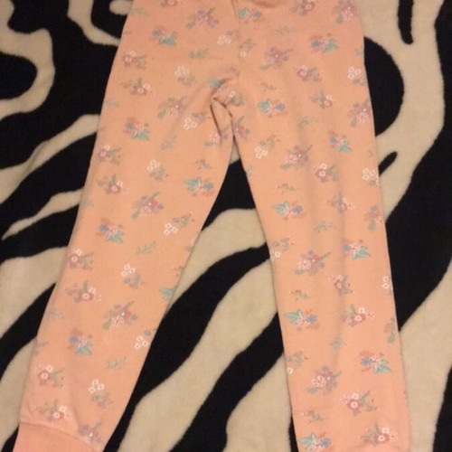 Girls' sweatpants with floral pattern like new, beige